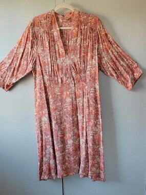 APRIL CORNELL Bohemian V-neck floral midi dress size W1